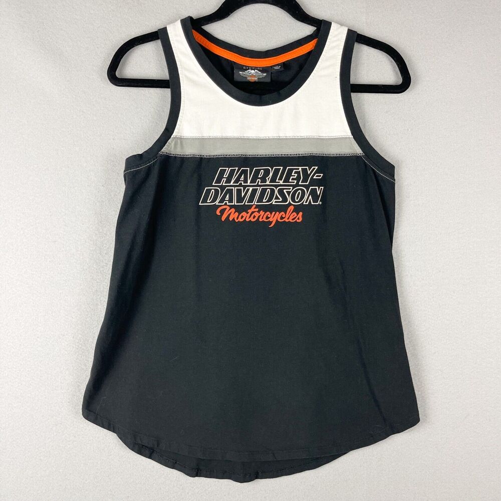 Harley Davidson Racing Tank Womens Small Racerback Motorcycles Graphics Logo
